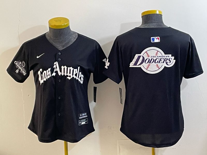Women 2026 Los Angeles Dodgers Blank Black Game Nike MLB Jersey style 0030->women mlb jersey->Women Jersey